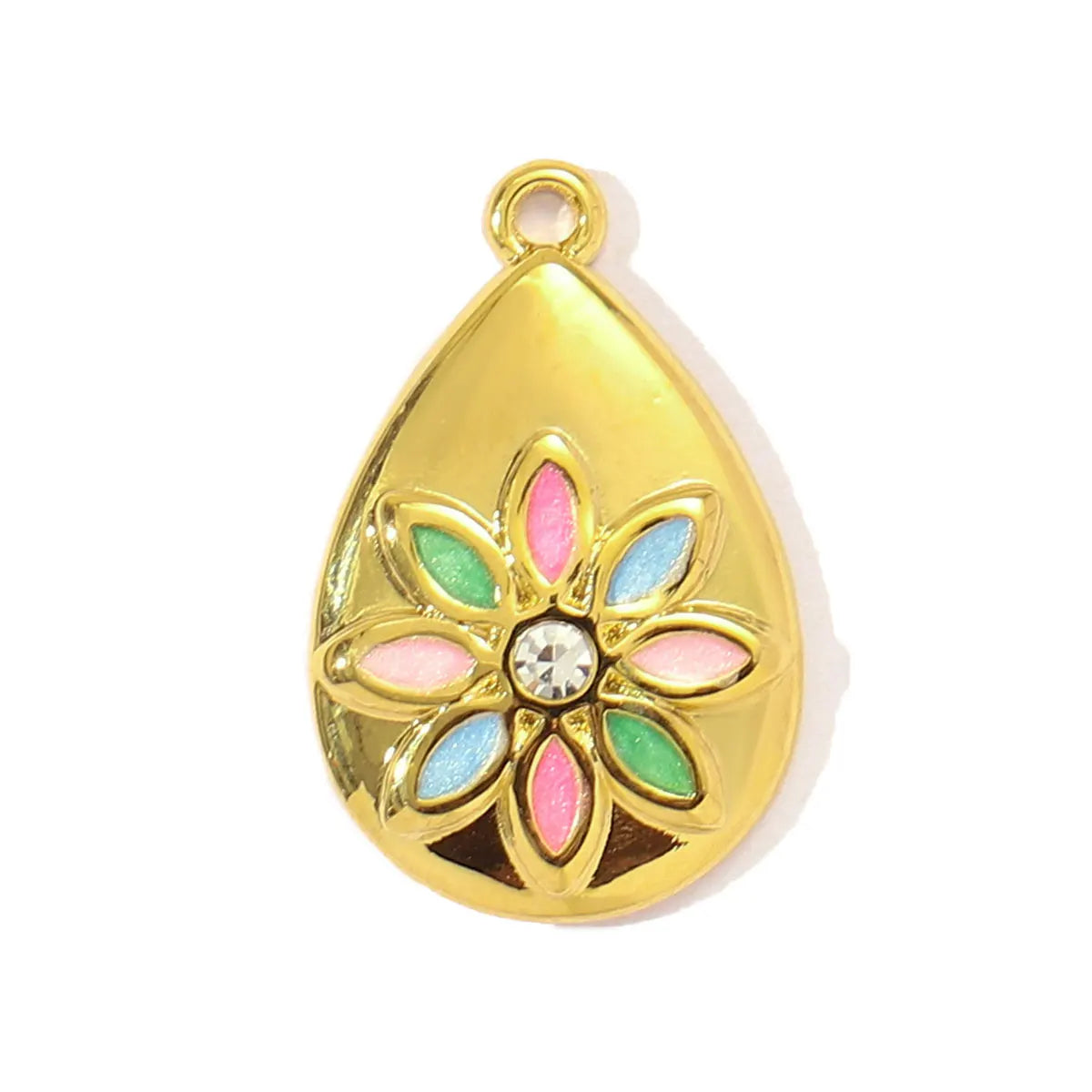 3pcs/Lot Sweet Gradient Enamel Rose Stainless Steel Diy Charm Women Rainbow Flower Waterdrop Necklace Pendant Love Heart Jewelry