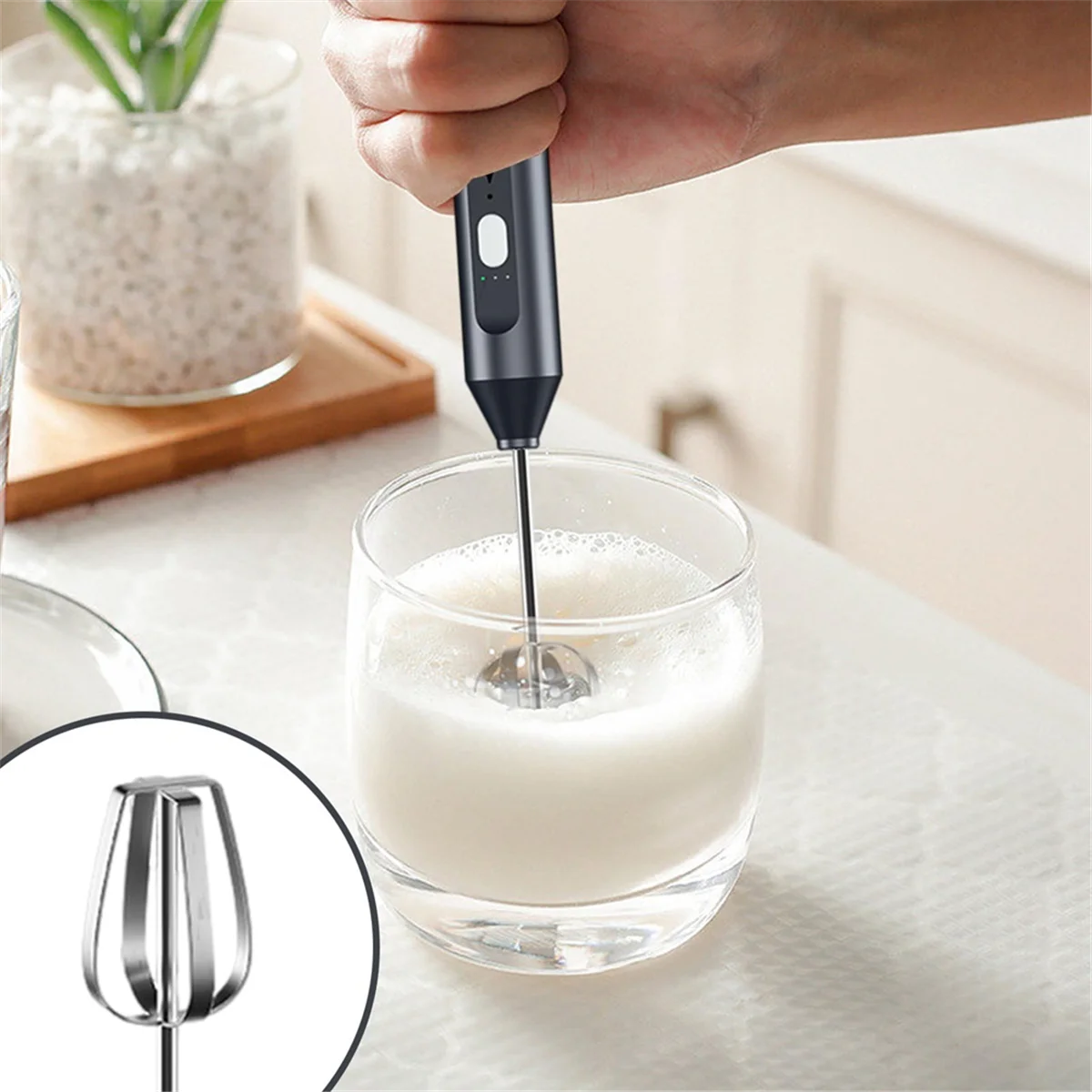 Electric Hand Mixer,Stainless Steel Stirring Whisk,Immersion Blender Cordless Hand Mixer Whisk,3Speed Adjustable Frother