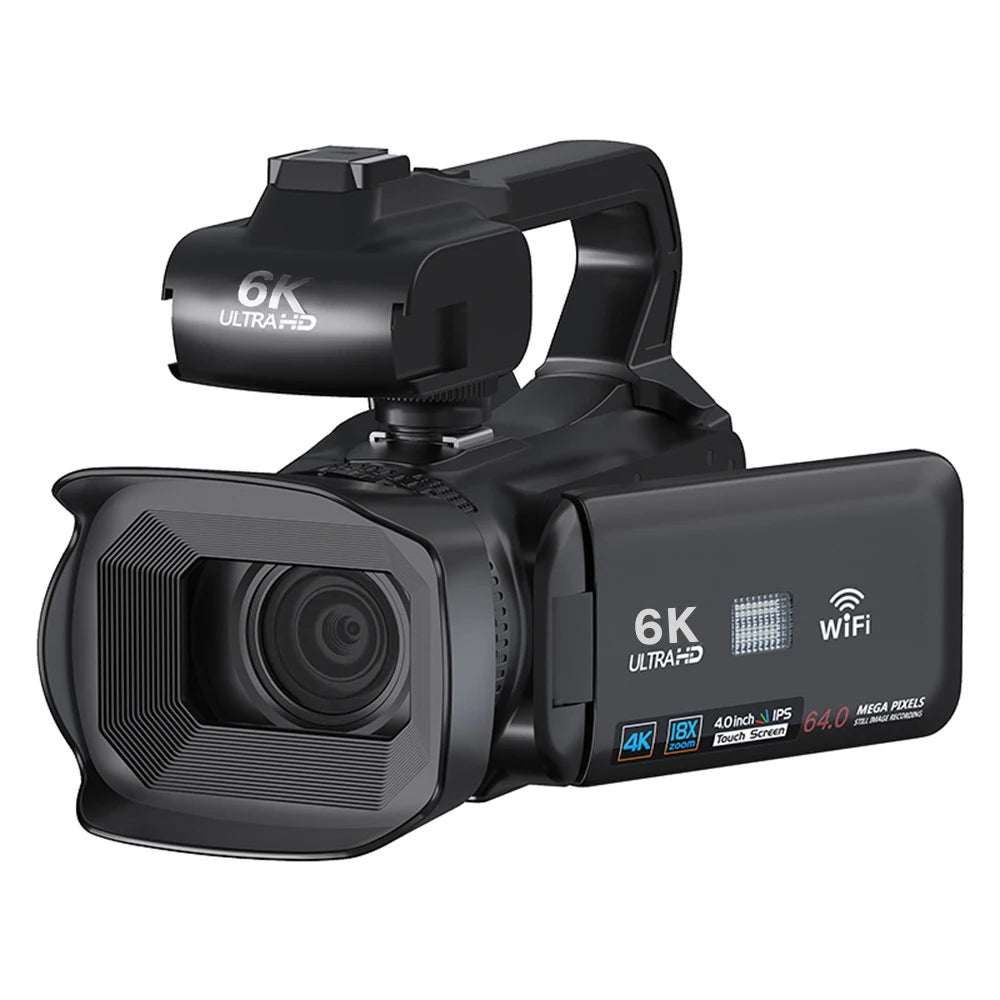 6K Professional Video Cameras for Photography 64MP Ultra HD 18X Digital Zoom Camcorders YouTube Live Streaming Vlog Recorder