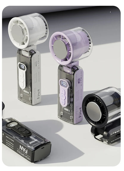 Portable Mini Fan Handheld Fan With Display High Speed Turbo Strong Wind 3600mAh USB Rechargeable Folding Fans For Home Outdoor