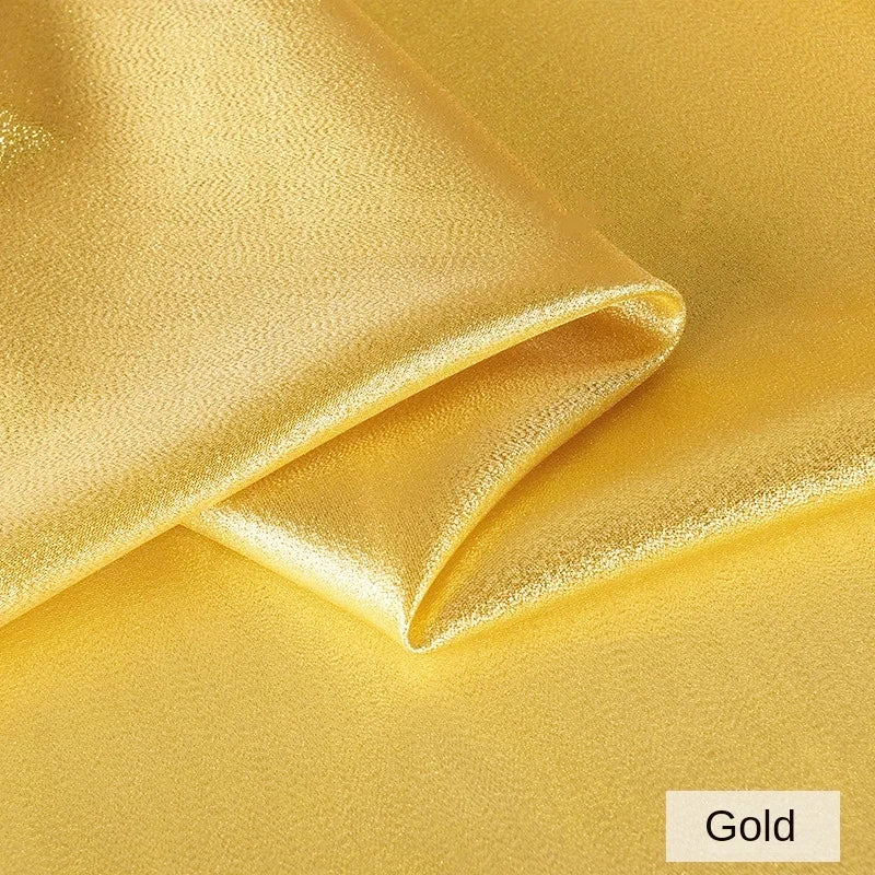 Bright Silk Fabric Gold Silver Light Thin Reflective Wear-resistant Performance Suit Fashion Apparel Sewing Cloth Meters