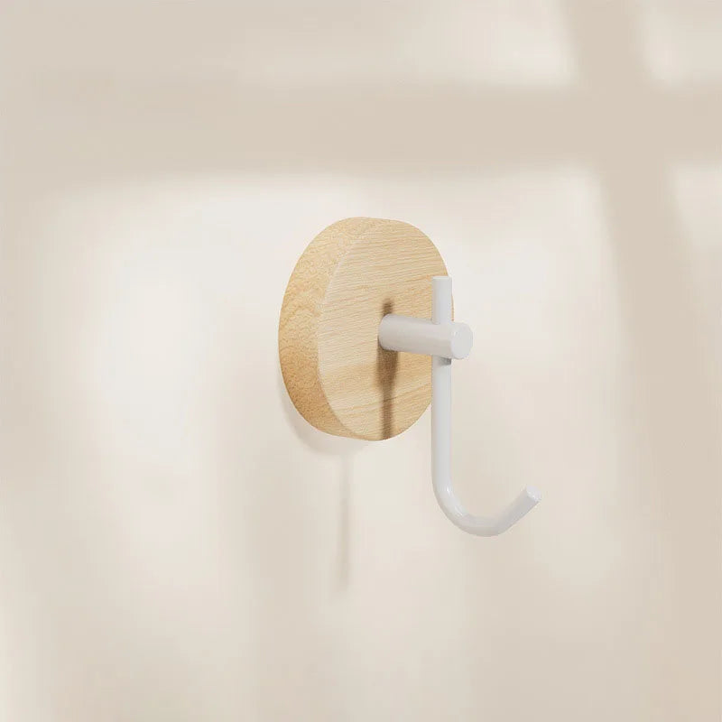 Self-Adhesive Wooden Wall Hooks for Hanging,Modern Coat Hooks,Natural Wood Hooks for Hanging Hats Towels Robe Clothes Keys Bags