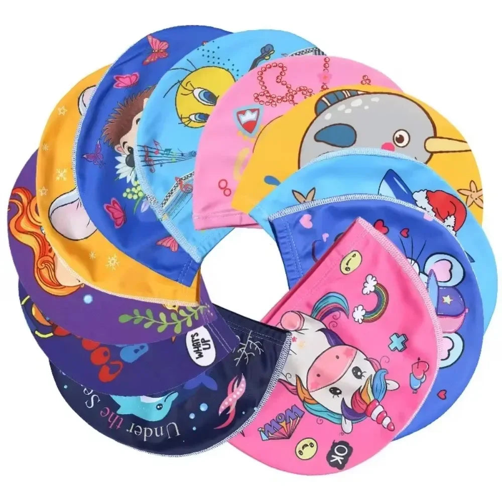 10pcs Children's Swimming Caps Elastic Fabrics Swimming Pools Water Sports Boys' and Girls' Swimming Caps Boys' Swimming Caps