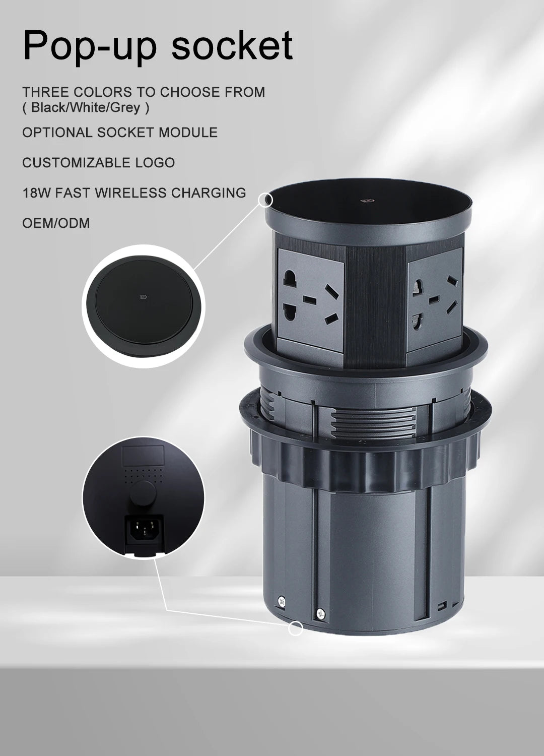 Tempered Glass Top Kitchen Counter Smart Pop Up Socket Push Button 4 Sides Electrical Socket with Usb Type-c Charger