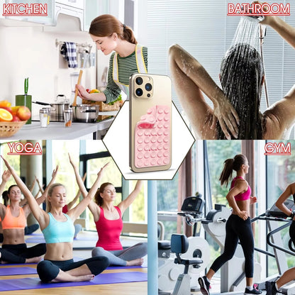 Double-Sided Suction Cup Phone Mount, Silicone Suction Phone Stand Phone Case Adhesive Sticky Phone Grip Hands-Free Phone Grip