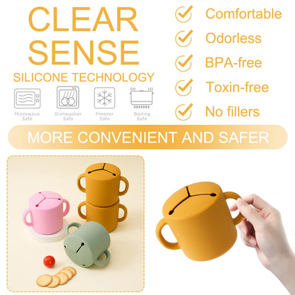 1PCS Baby Silicone Double Handle Snack Cup BPA Free Portable Feeding Food Baby Snack Container Baby Snack Box Cup Baby Stuff