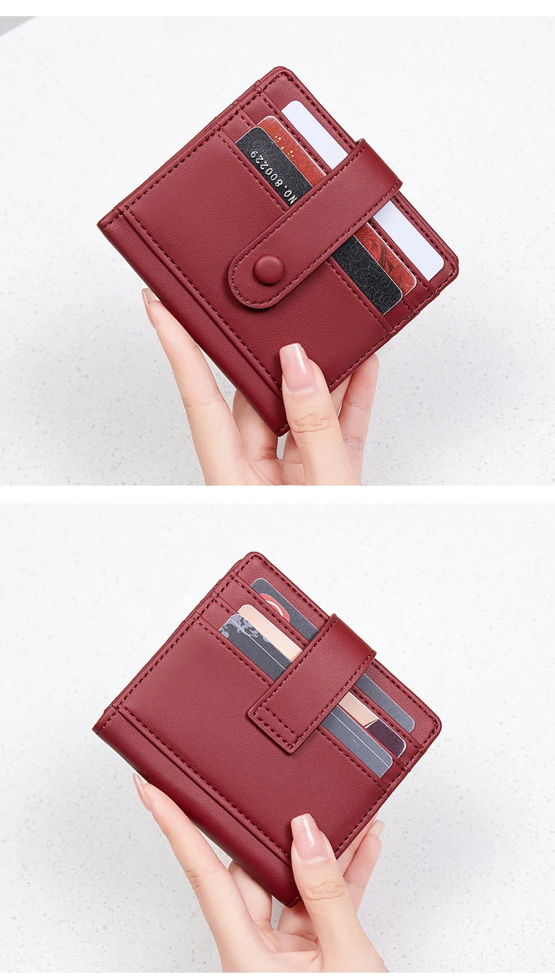 RFID Anti-blocking Wallet for Women, Multi-Card, Credit Card Bag, Lightweight and Simple, Short Buckle, Small, Fashion Wallet