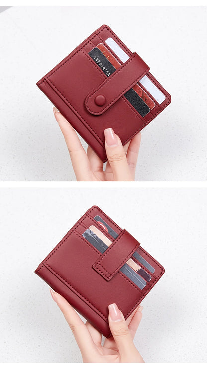 RFID Anti-blocking Wallet for Women, Multi-Card, Credit Card Bag, Lightweight and Simple, Short Buckle, Small, Fashion Wallet