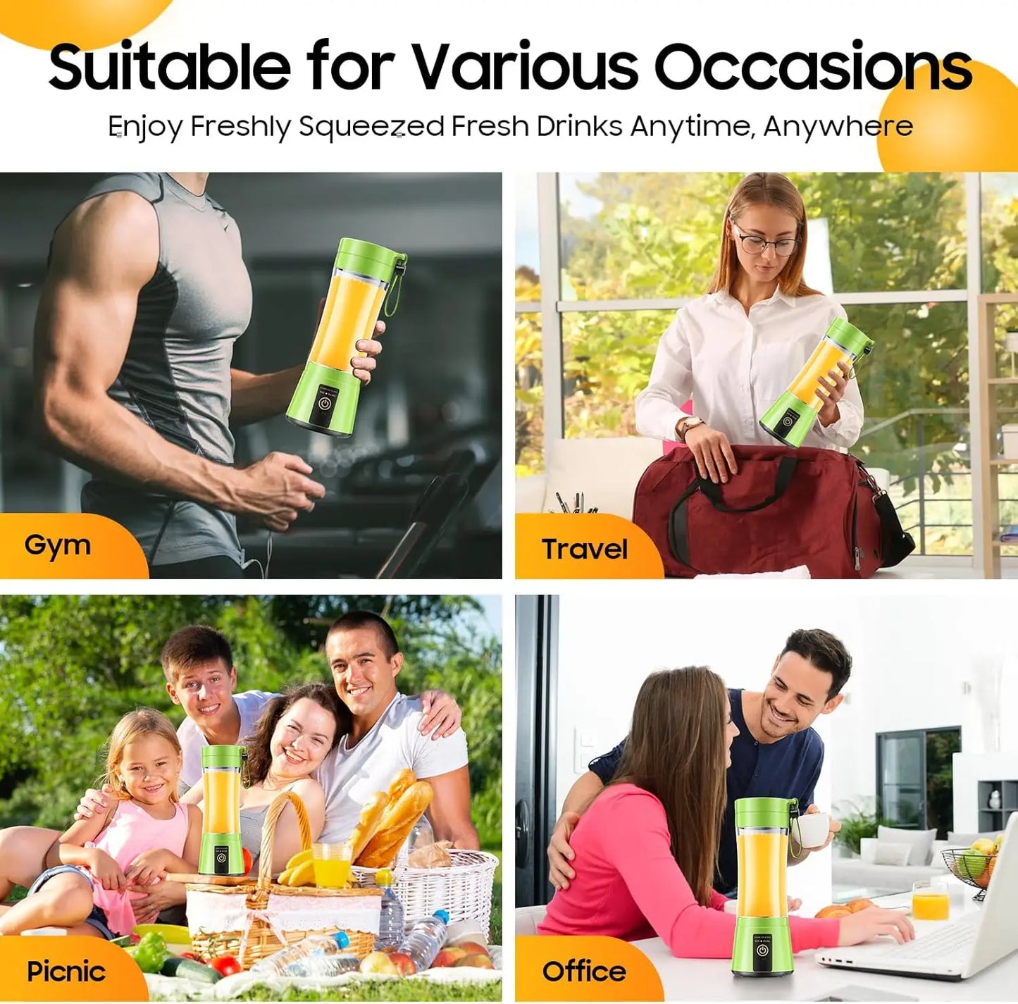 Portable Blender,Mini 6-blade Mixer for Smoothie,Milkshake, Juice, Mobile Hand juicer With USB Rechargeable For Travel, Office