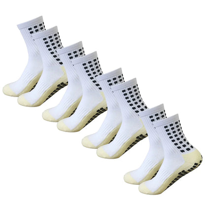4 Pairs of Sports Socks Breathable Silicone Anti-slip Dot Socks Football Socks Men's Mid-calf Socks Basketball Yoga Socks