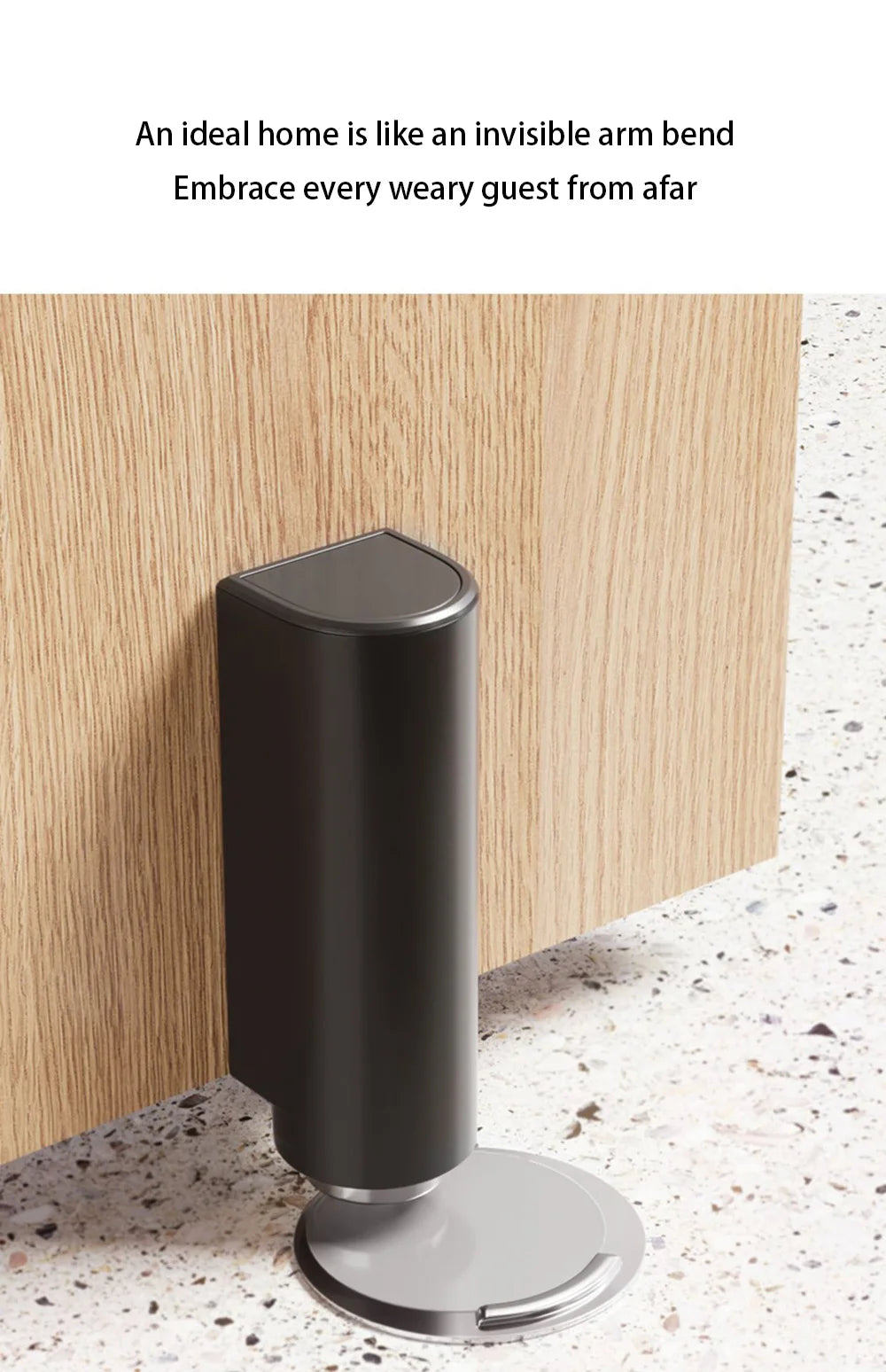 Stainless Steel Magnetic Door Stopper, Gray Black Nail Free Door Base, Door Hardware Door Close Prevention Door Stop Door Closer