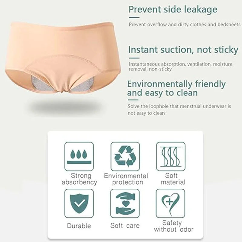 5PCS Menstrual Panties Physiological Pants Teens Breathable Leakproof Briefs Women Postpartum Underwear