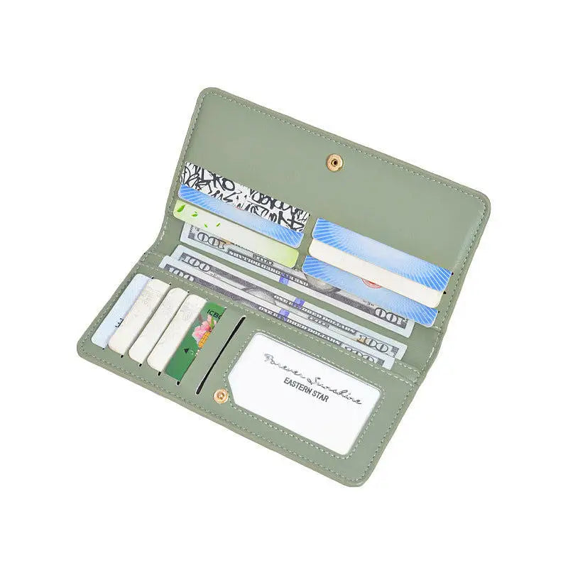 RFID Blocking Ultra-Thin Wallet for Women, Multi-Card Check Credit Card Bag, Multi-functional Zipper Buckle, Long Fashion wallet