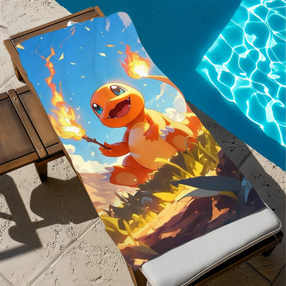 Towel Beach C-Charmander MNS P-PokemonS-ES Quick Dry Pool Camping Towels Travel Soft Gift Gym Shower Sports