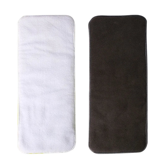 4PCS Reusable Adult Diaper Inserts Pads -Soft Breathable Microfiber/Bamboo Charcoal Liner for Day and Night Use 2 Sizes