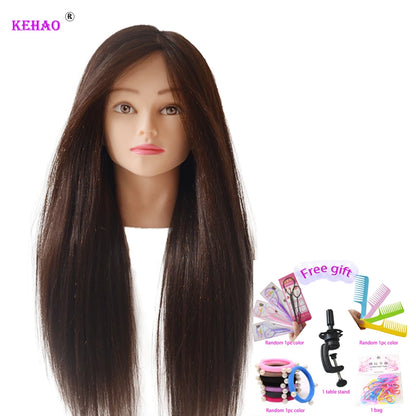 85%Real Hair Doll Head For Hairstyle Professional Training Head Kit Mannequin Head Styling To Practice Hot Curl Iron Straighten