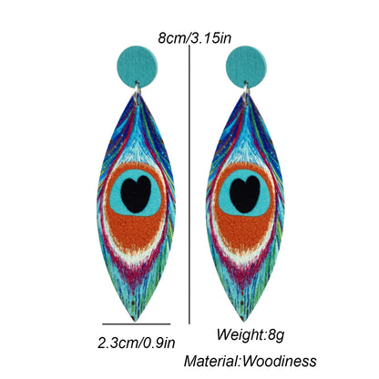 Bohemian Ethnic Big Colorful Painted Wooden Earrings for Women Creative Design Geometric Statement Dangle Earring Female Jewelry