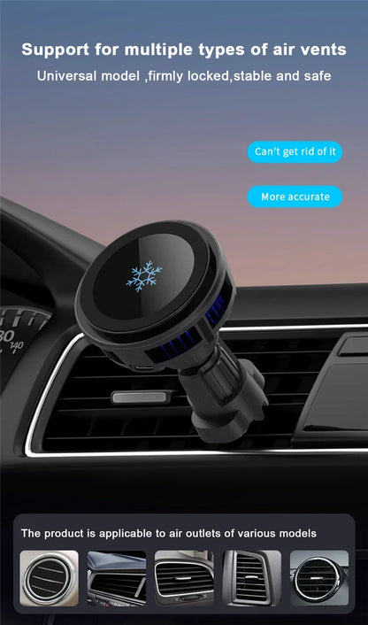 Car Wireless Charger Cooling Magnetic Car Phone Holder Mount Fast Car Charging Stand for Macsafe iPhone 15 14 13 12 Pro Max Mini