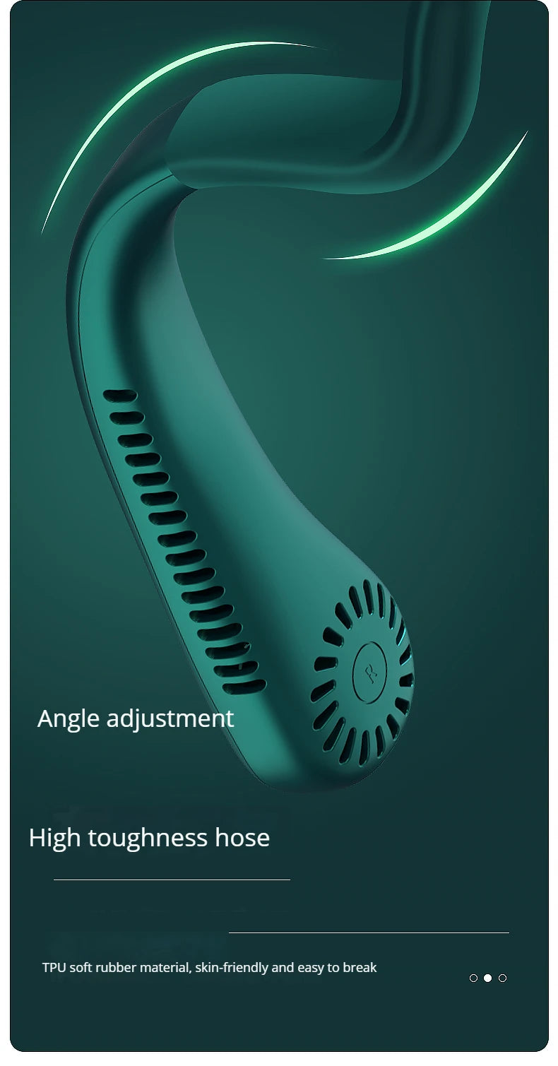 1200mAh Mini Air Cooling small neck Fan Portable Outdoor Sports USB Large Wind Powered Wireless Bladeless neck Fan