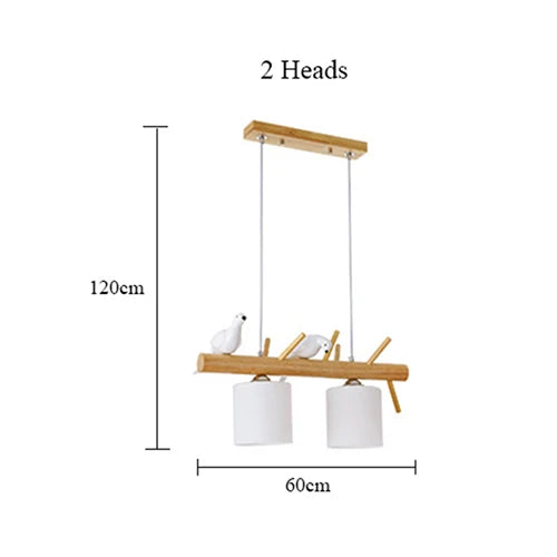 Decorative Nordic Pendant Lights Glass Hanging Lamp Dining Kids Room Restaurant Creative Animal Birds Pendant Lamp Wood Lighting