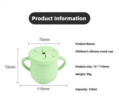 Silicone Baby Snack Cup Kids Solid Color Silicone Food Box Baby Portable Baby Snack Container with Baby Cup Lid