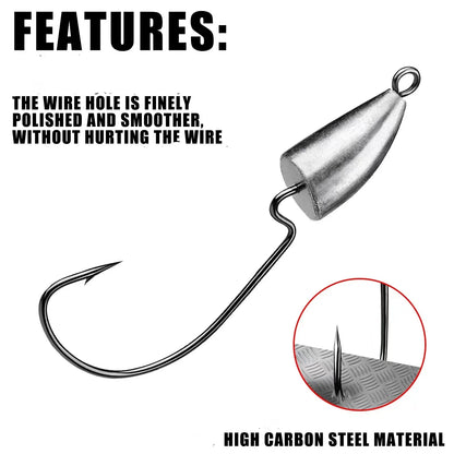 Jighead Fishhooks 10Pcs/lot 5g 7g 10g Worm Fishing Hook Soft Lure Jig Head Hooks Artificial Bait Fishing Tackle Pike Fish.