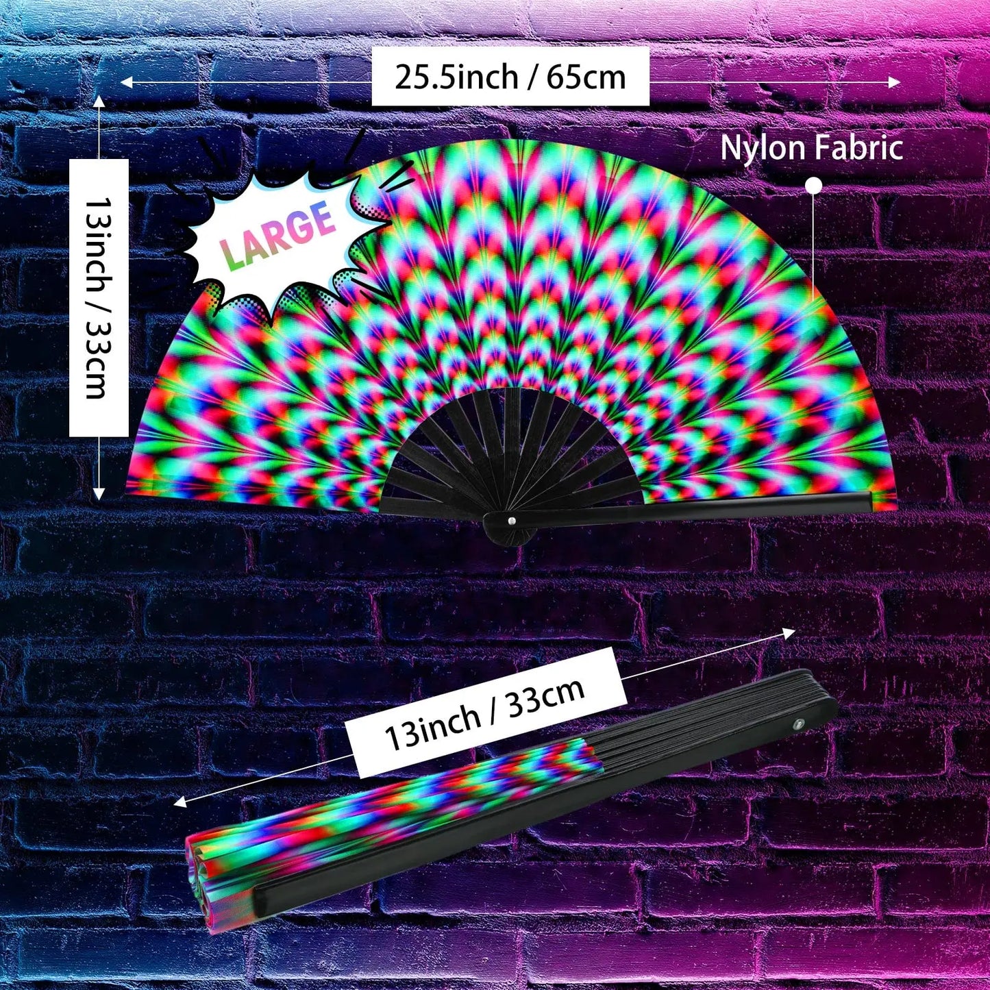 Rave Fan  Festival Fan Hand Fans Foldable Kung Fu Fan Large Phantom Clack Fan Folding Fans Craft Hand Fans for Party Line Dance