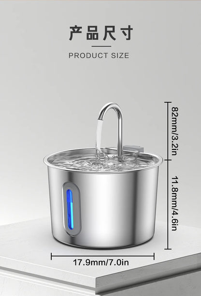 2.2L Automatic Cat Water Fountain With Faucet USB Stainless Steel Filter Silent Water Pump Cat And Dog Water Fountain Supplies