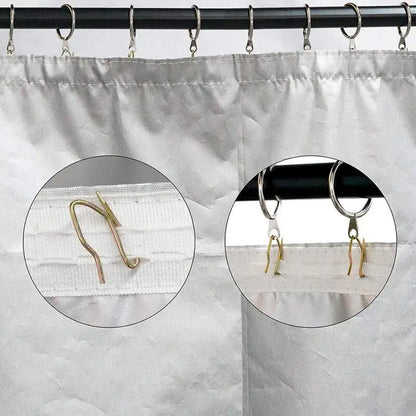 50pcs Metal Curtain Hooks for Drapes- Shaped Drapery Hook for Window Curtain Door Curtain Shower Curtain Golden