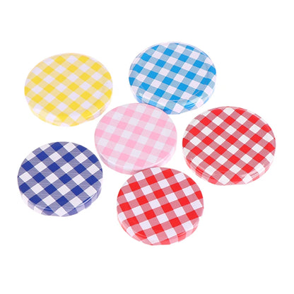 10 Pcs Colorful Lattice Jam Jars Lids Wide Mouth Screw Lids Storage Caps For Jars Glass Round Storage Cover