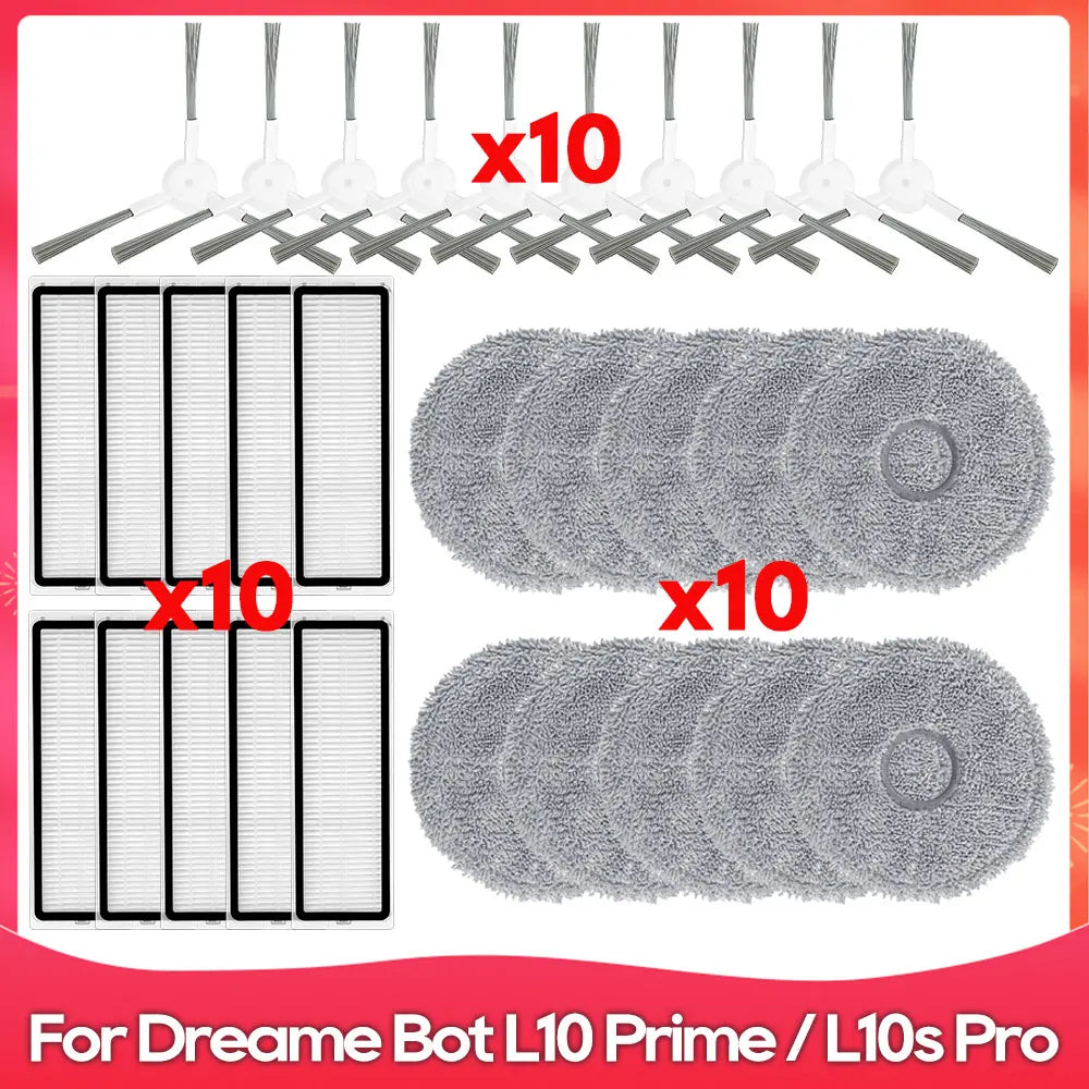 Compatible For ( Dreame L10 Prime, RLL11GC, L10S Pro, L10 Pro, Xiaomi S10+ ) Roller Side Brush Filter Mop Accessory Part