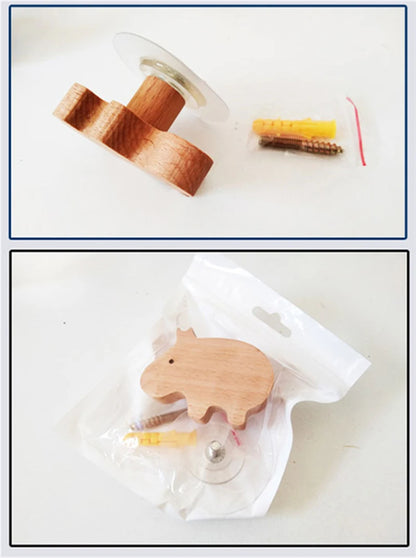 1pcs Animal Wooden Hooks Cute Room Decor Hook Wall Keychain Coat Hook Home Door Wood Hook Hanger Kitchen Accessories Gadget