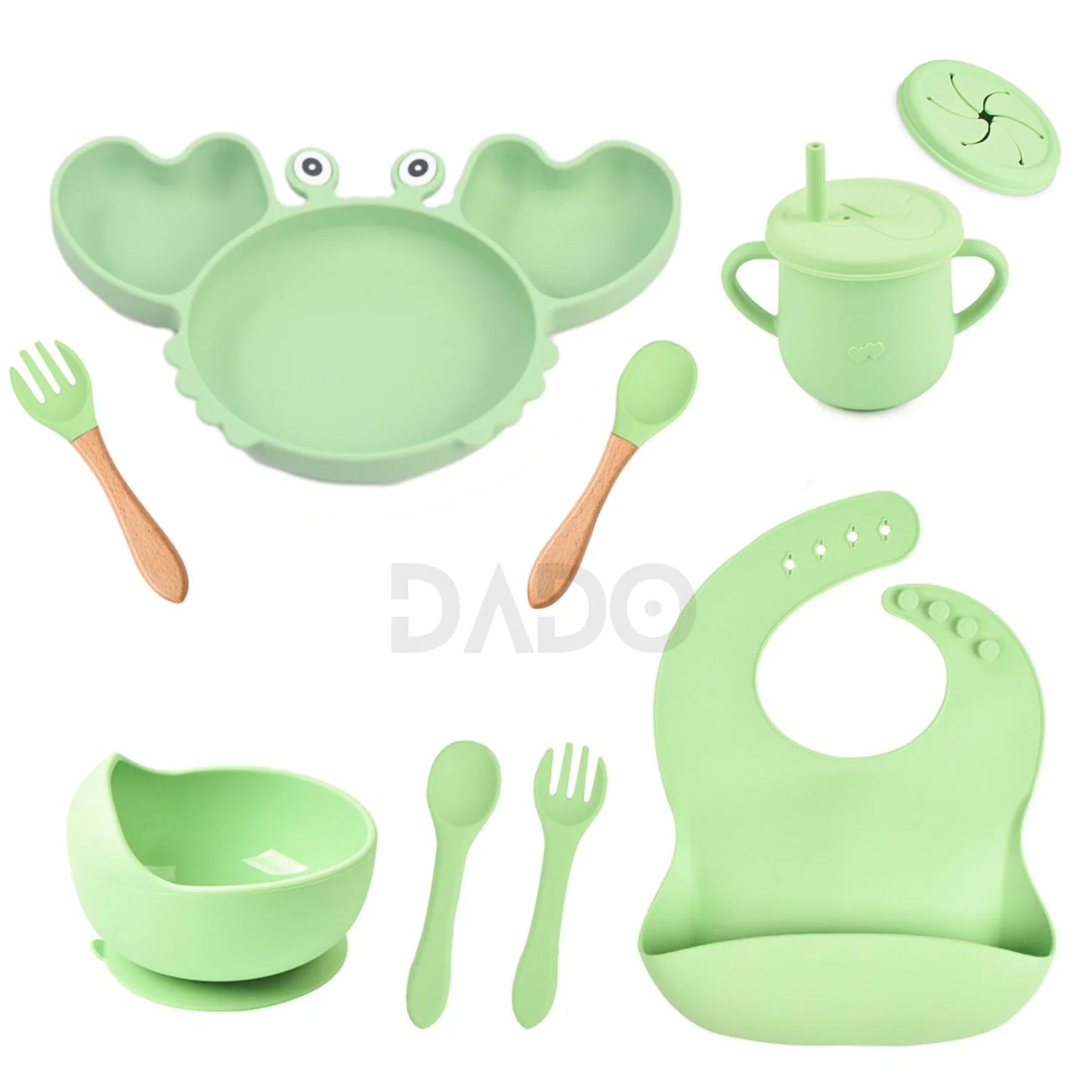 Customized Baby Silicone Feeding Set with Suction Cup Personalized Name Dish Divided Plate Bowl Spoon Cute Kid Eating Tableware