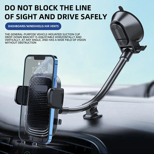 Dashboard Phone Holder for Car【360° Widest View】9in Flexible Long Arm, Universal Handsfree Auto Windshield Air Vent Phone Mount