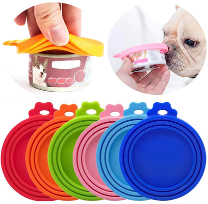 3In1 Silicone Reusable Soft Pet Seal Feed Cans Lid Keep Food Fresh Cover Flexible Storage Household Cup Glass Bottle With Spoon