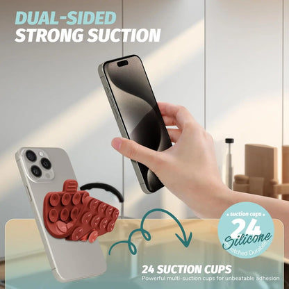 Heart Shape Double Sided Phone Suction Holder, Multi-Purpose Silicone Suction Cup Phone Mount Phone Case Sticky Phone Grip