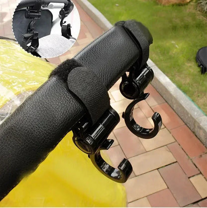 2PCS Cartoon Style Stroller Accessories Large Hook Umbrella Holder Car Seat Hook and Loop Fastener for Baby Stroller Pram Organi