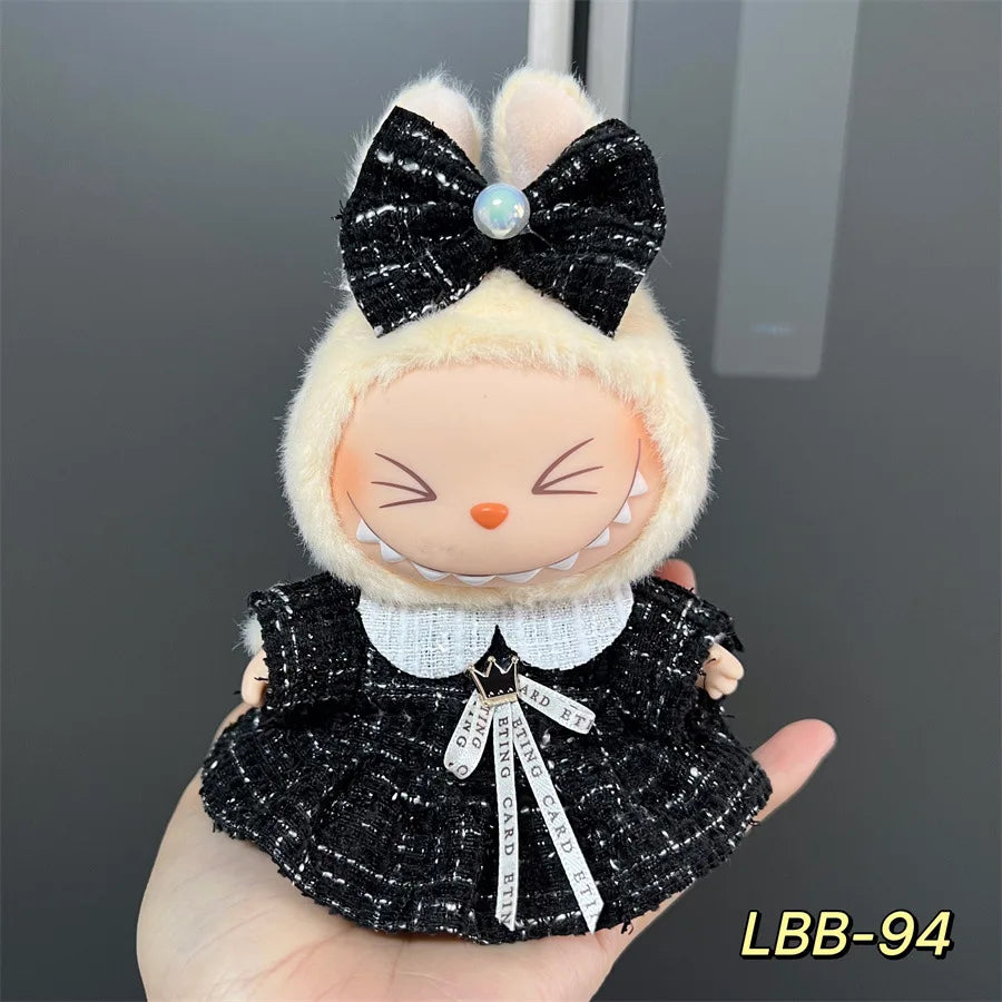 Labubu can wear baby clothes vinyl cloth 17cm doll cute change casual suit skirt plush clothes