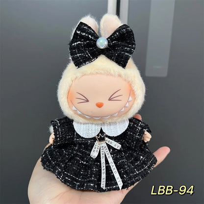 Labubu can wear baby clothes vinyl cloth 17cm doll cute change casual suit skirt plush clothes