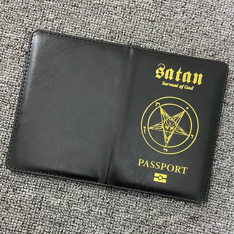 Satan Servant of God Passport Holder Pu Leather Passeport Case Travel Wallet Covers for Passports