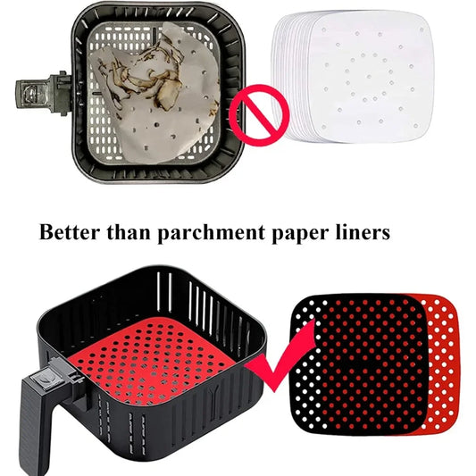 Reusable Air Fryer Liners 5QT or Bigger - Easy Clean Air Fryer  Dishwasher Safe Non Stick Parchment Paper Replacer