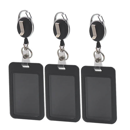 Office ID Card Holder - Extendable, Retractable Sliding Cover Card Holder - Access Card, Subway Card, Bus Card - Buckle Design