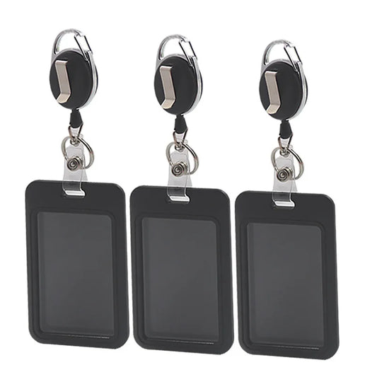 Office ID Card Holder - Extendable, Retractable Sliding Cover Card Holder - Access Card, Subway Card, Bus Card - Buckle Design