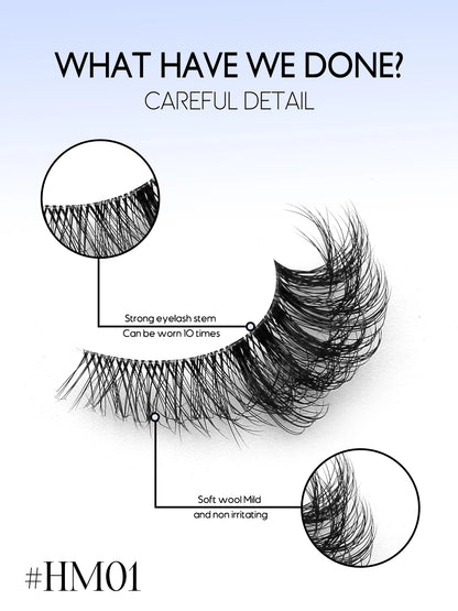 GROINNEYA Cat Eye Lashes Natural Look Mink Eyelashes Natural Look Faux Mink Wispy Soft Natural Clear Band Lashes Makeup