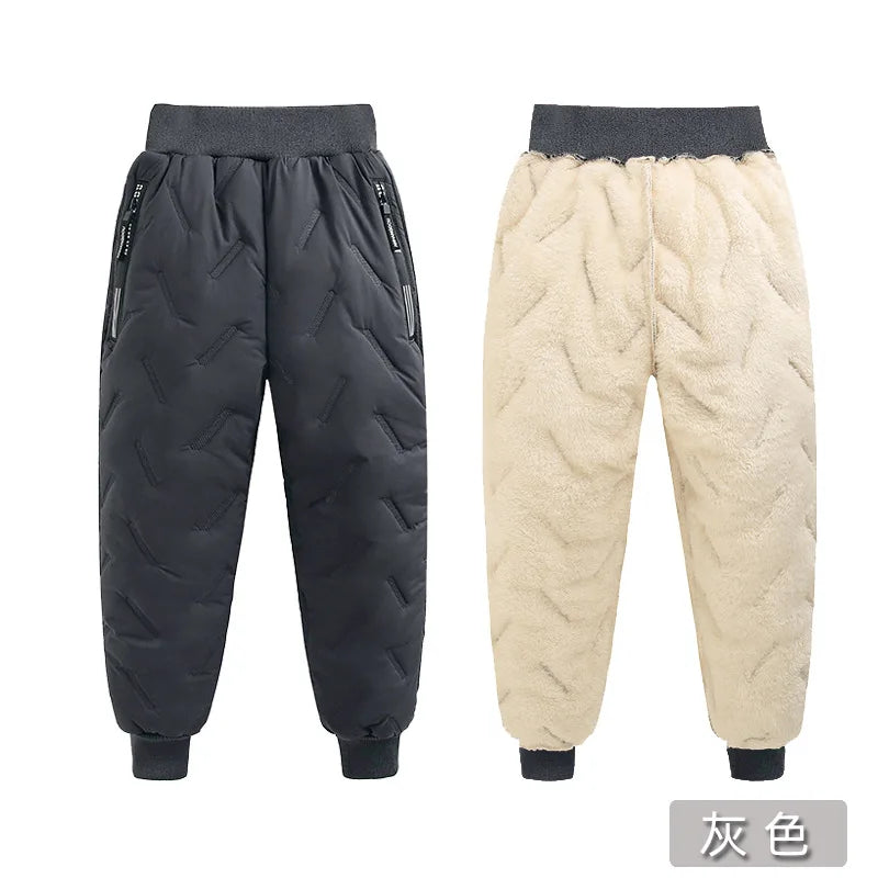 Winter Children Cotton Thick Pants Boys Padded Thickened Pants Teen Kids Cotton Lamb Wool Cotton Trousers