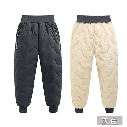 Winter Children Cotton Thick Pants Boys Padded Thickened Pants Teen Kids Cotton Lamb Wool Cotton Trousers