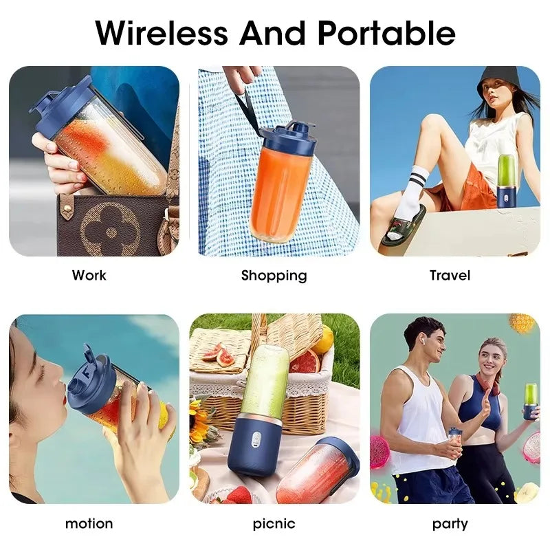 Portable Fruit Juicer Electric Juicer Blender Mini Juicer Cup USB Rechargeable Juice Blenders Fruit Mixer Wireless Juicer Bottle