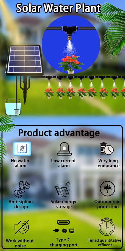 Solar Irrigation System for Garden Plant Automatic Drip Irrigation System DIY Garden Watering System Drip Hose Irrigation