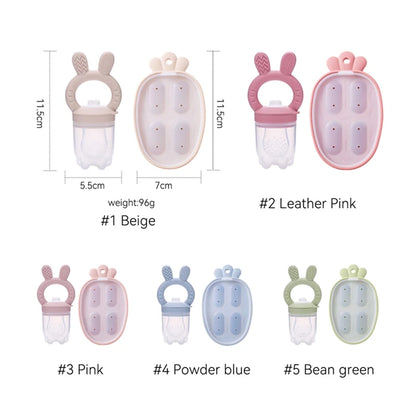 Bunny Animal Design Fruit Feeder Set Breast Milk Freezer Tray Food Soup Silicone Freezer Tray BPA Free Silicone Popsicle Mold