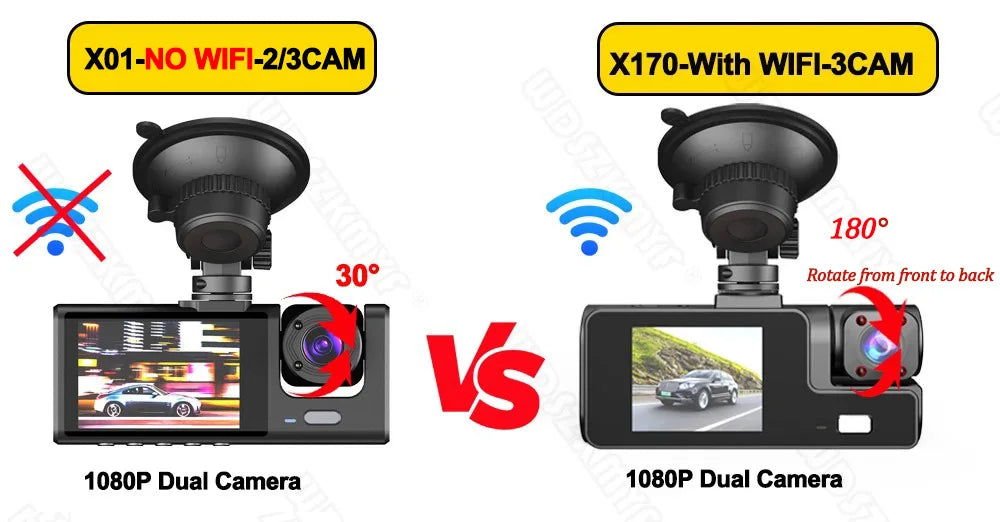 3Camera Dash Cam For Car Camera 1080P Video Recorder WIFI Car DVR 2lens Front Rear View Camera Night Vision Car Accessories